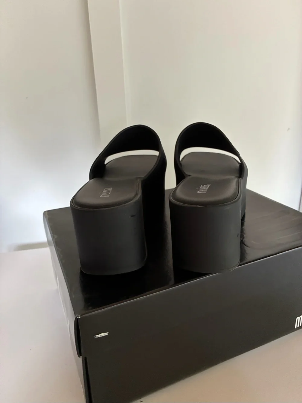 Melissa Black Platform Slide Wedges